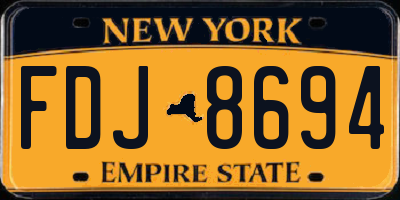 NY license plate FDJ8694