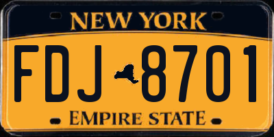 NY license plate FDJ8701