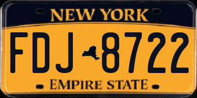 NY license plate FDJ8722