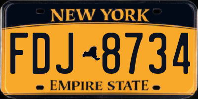 NY license plate FDJ8734