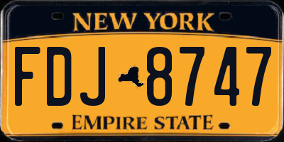 NY license plate FDJ8747