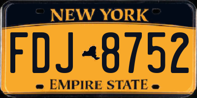 NY license plate FDJ8752