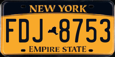 NY license plate FDJ8753
