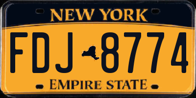 NY license plate FDJ8774