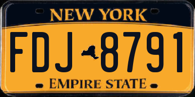 NY license plate FDJ8791