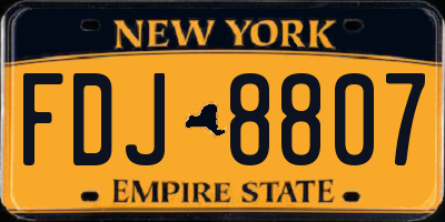 NY license plate FDJ8807