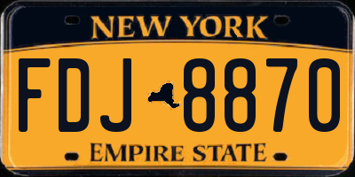 NY license plate FDJ8870