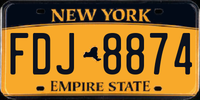 NY license plate FDJ8874