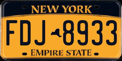 NY license plate FDJ8933