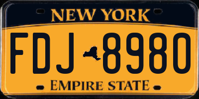 NY license plate FDJ8980