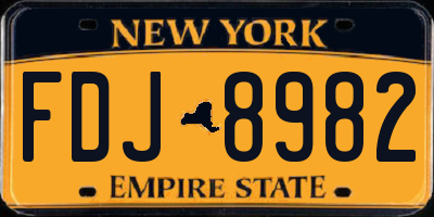 NY license plate FDJ8982