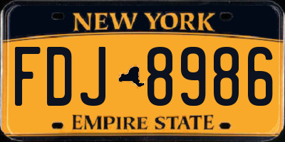 NY license plate FDJ8986