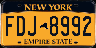 NY license plate FDJ8992