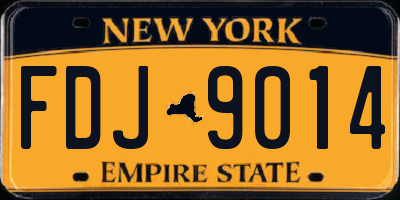 NY license plate FDJ9014
