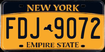 NY license plate FDJ9072
