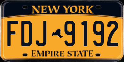 NY license plate FDJ9192