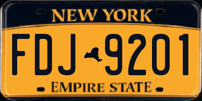 NY license plate FDJ9201