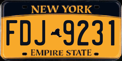 NY license plate FDJ9231