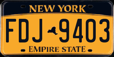 NY license plate FDJ9403