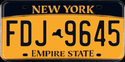 NY license plate FDJ9645