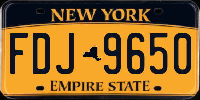 NY license plate FDJ9650