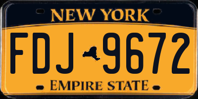 NY license plate FDJ9672