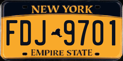 NY license plate FDJ9701