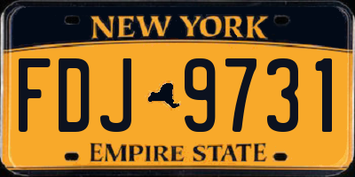 NY license plate FDJ9731