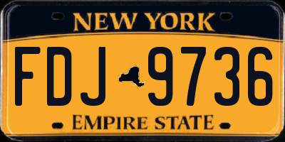 NY license plate FDJ9736