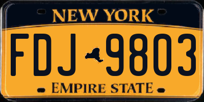 NY license plate FDJ9803