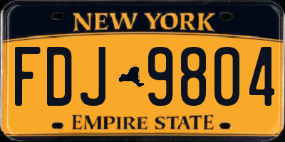 NY license plate FDJ9804