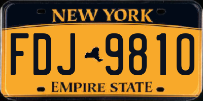 NY license plate FDJ9810