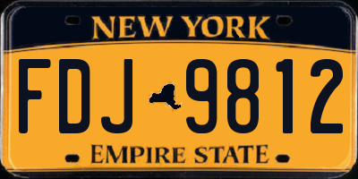 NY license plate FDJ9812