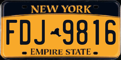 NY license plate FDJ9816