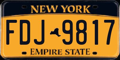 NY license plate FDJ9817