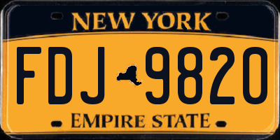 NY license plate FDJ9820