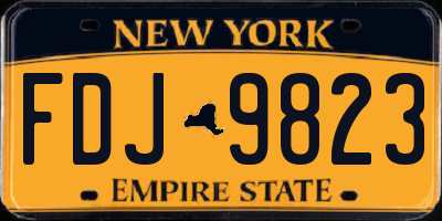 NY license plate FDJ9823