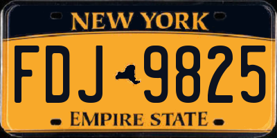NY license plate FDJ9825