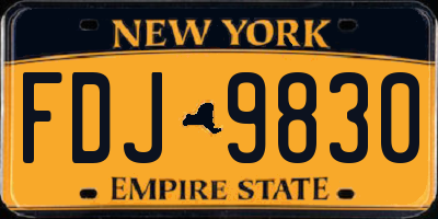 NY license plate FDJ9830