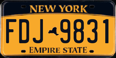 NY license plate FDJ9831
