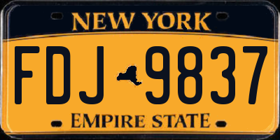 NY license plate FDJ9837