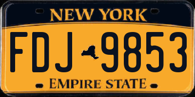 NY license plate FDJ9853