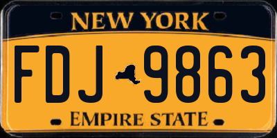NY license plate FDJ9863