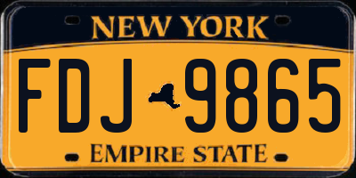NY license plate FDJ9865