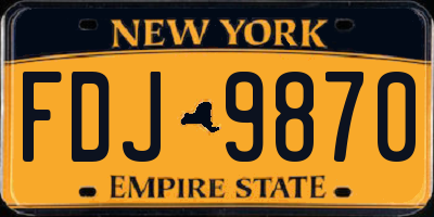NY license plate FDJ9870