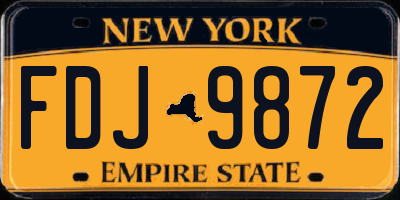 NY license plate FDJ9872