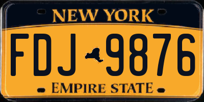 NY license plate FDJ9876