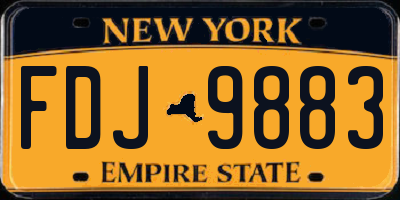 NY license plate FDJ9883