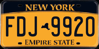 NY license plate FDJ9920