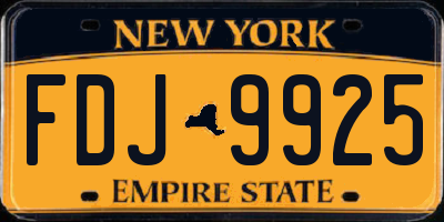 NY license plate FDJ9925